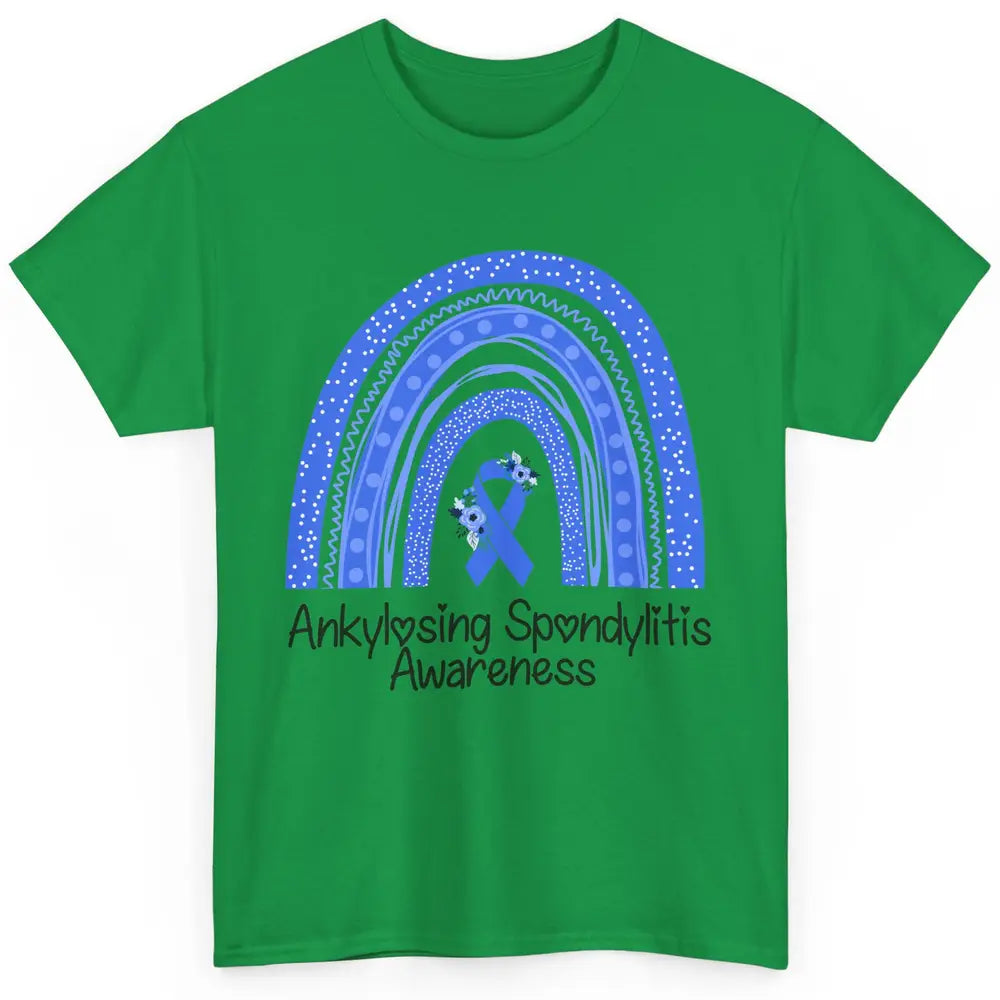 Ankylosing Spondylitis Awareness Support Floral Blue Rainbow Classic Unisex T-Shirt