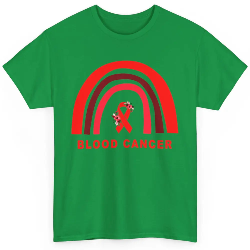 Blood Cancer Awareness Floral Red Ribbon Cute Rainbow Classic Unisex T-Shirt