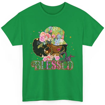 Floral Afro Black Girl Just Blessed Christian Afro American Classic Unisex T-Shirt