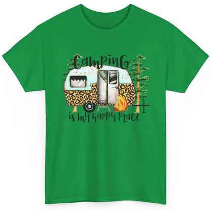 Campers Camping Is My Happy Place Leopard Camping Lover Gift Classic Unisex T-Shirt