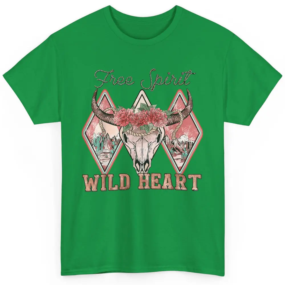 Bull Skull Free Spirit Wild Heart Valentine Western Rodeo Classic Unisex T-Shirt