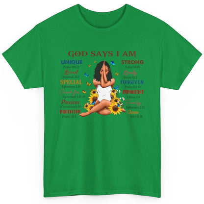 Black Girl God Says I Am Afro Woman Christian Religious Gift Classic Unisex T-Shirt