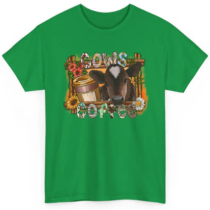 Cowhide Sunflower Cows Coffee Western Cattle Cow Mama Life Classic Unisex T-Shirt