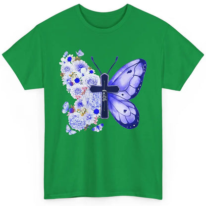 Butterfly Cross Faith Floral God Jesus Christian Bible Women Classic Unisex T-Shirt