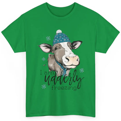 Funny Cow I'm Udderly Freezing Farmer Merry Christmas Winter Classic Unisex T-Shirt