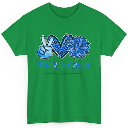 Angelman's Syndrome Blue Ribbon Peace Love Cure Sunflower Classic Unisex T-Shirt