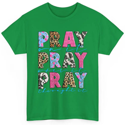 Floral Jesus Cross Pray On It Over It Christian Religious Classic Unisex T-Shirt