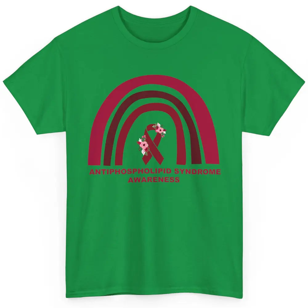 Antiphospholipid Syndrome Awareness APS Burgundy Rainbow Classic Unisex T-Shirt