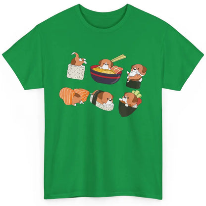 Funny Beagle Sushi Ramen Bowl Cute Japanese Kawaii Dog Lover Classic Unisex T-Shirt