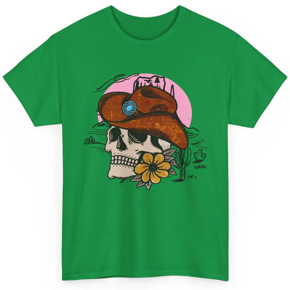 Skull Desert Cactus Cowboy Gemstone Hat Western Country Girl Classic Unisex T-Shirt