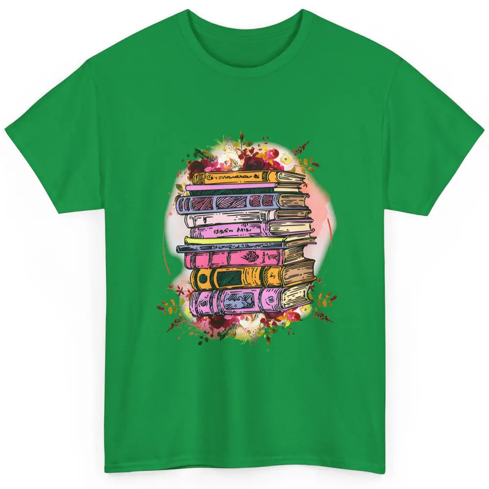 Book Wildflower Floral Aesthetic Librarian Bookworm Bookish Classic Unisex T-Shirt