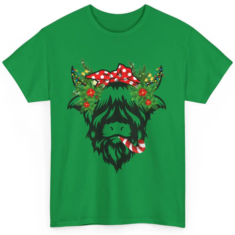 Highland Cow Funny Christmas Tree Xmas Farming Farm Animal Classic Unisex T-Shirt