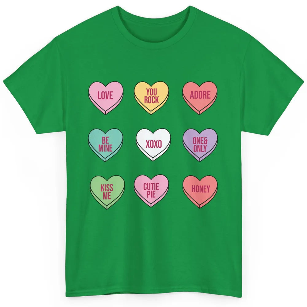 Conversation Hearts Valentines Love Boho V-Day Candy Rainbow Classic Unisex T-Shirt