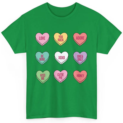 Conversation Hearts Valentines Love Boho V-Day Candy Rainbow Classic Unisex T-Shirt