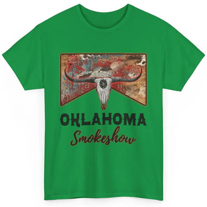 Boho Bull Skull Cow Print Oklahoma Smokeshow Western Country Classic Unisex T-Shirt