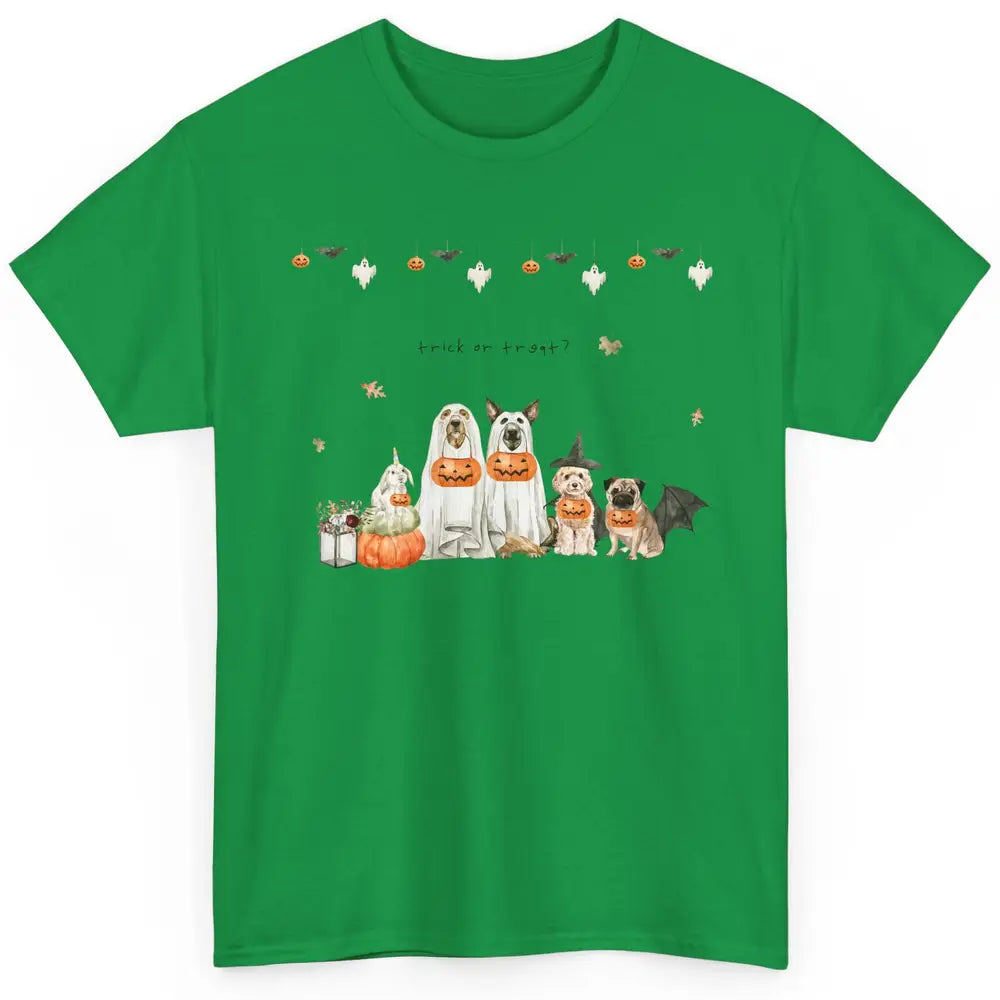 Funny Basset Hound Beagle Pug Ghost Pumpkin Halloween Fall Classic Unisex T-Shirt