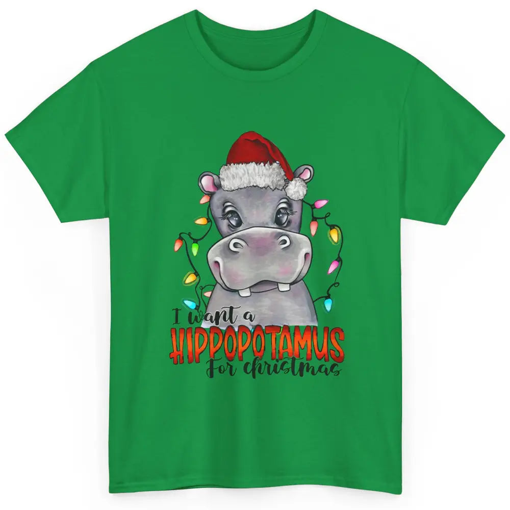 Funny I Want A Hippopotamus for Christmas Santa Hippo Gift Classic Unisex T-Shirt