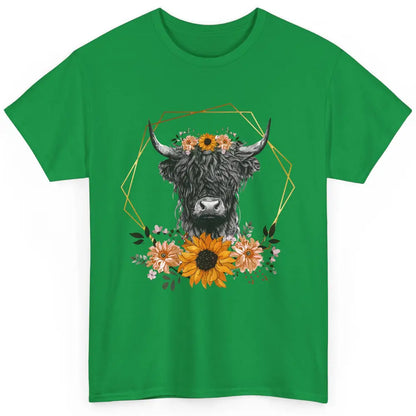 Floral Highland Cow Western Farm Animals Highland Cow Cattle Classic Unisex T-Shirt