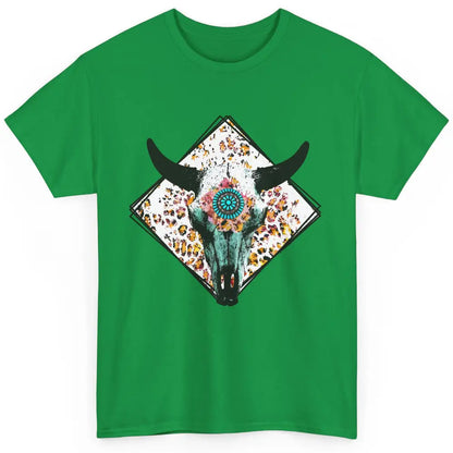 Aztec Heifer Steer Cow Skull Cowboy Gemstone Leopard Vintage Classic Unisex T-Shirt