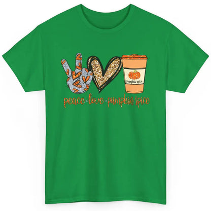 Peace Love Fall Pumpkin Spice Fall Halloween Thanksgiving Classic Unisex T-Shirt