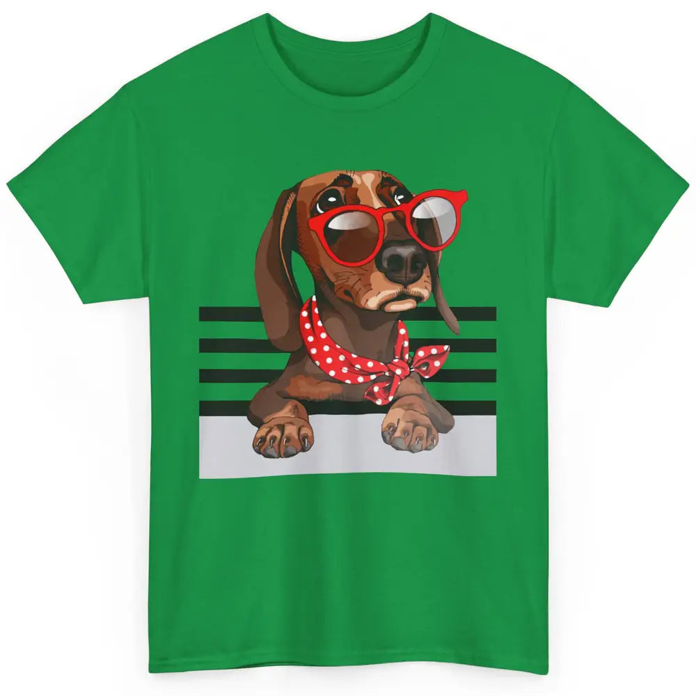 Dachshund Dog In Sunglasses Funny Dachshund Mom Dog Lovers Classic Unisex T-Shirt