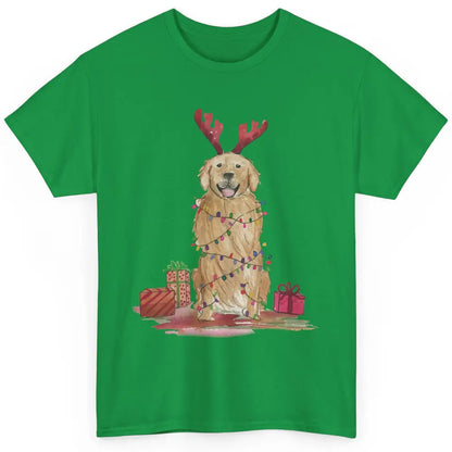 Santa Golden Retriever Reindeer Snowflake Christmas Costume Classic Unisex T-Shirt