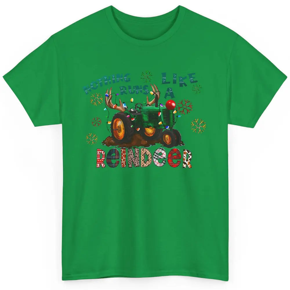 Christmas Tractor Nothing Runs Like A Reindeer Santa Claus Classic Unisex T-Shirt