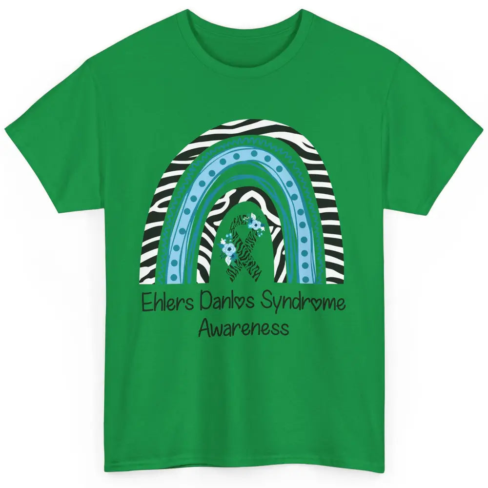 Ehlers Danlos Syndrome Awareness EDS Zibra Ribbon Rainbow Classic Unisex T-Shirt