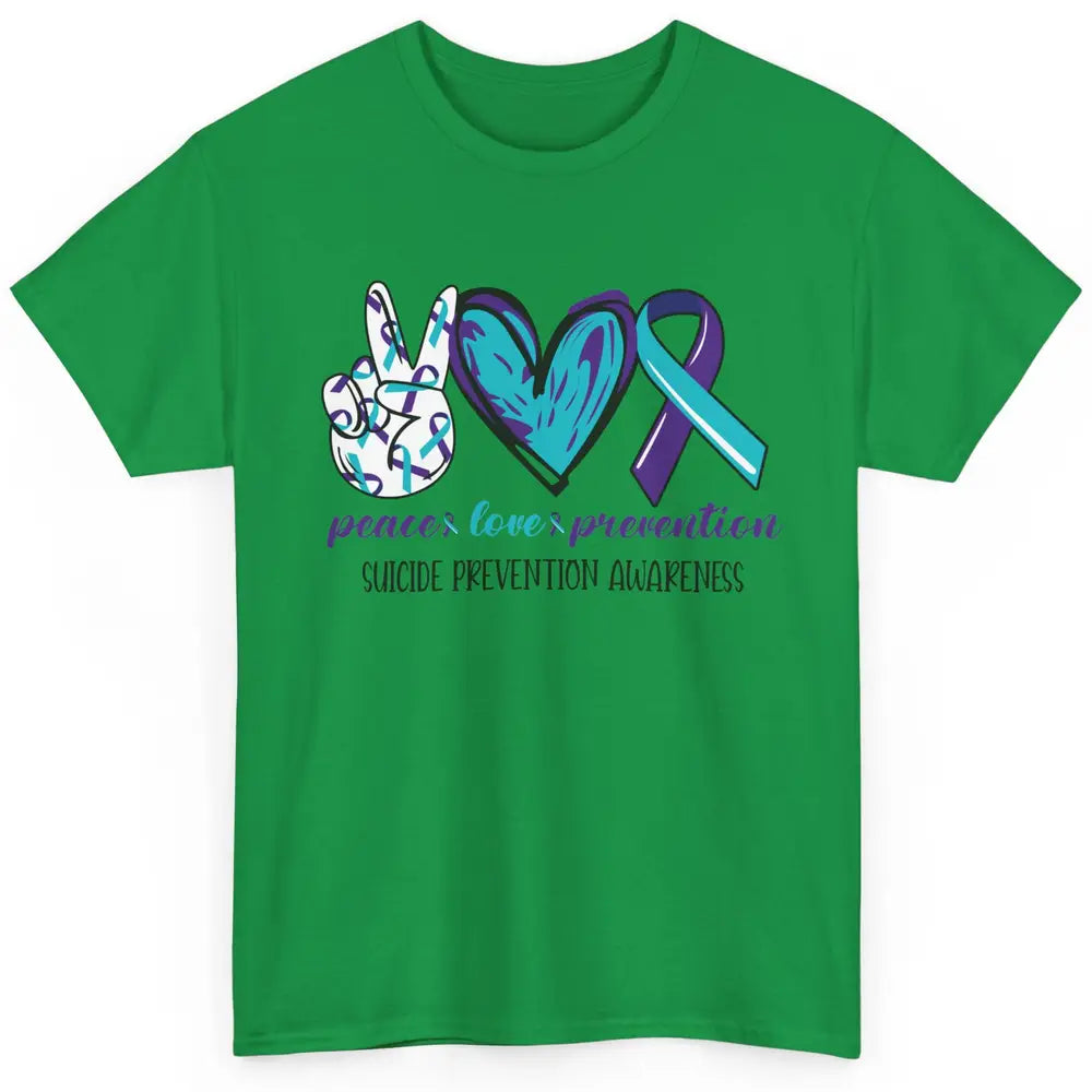 Suicide Prevention Awareness Ribbon Peace Love Prevention Classic Unisex T-Shirt