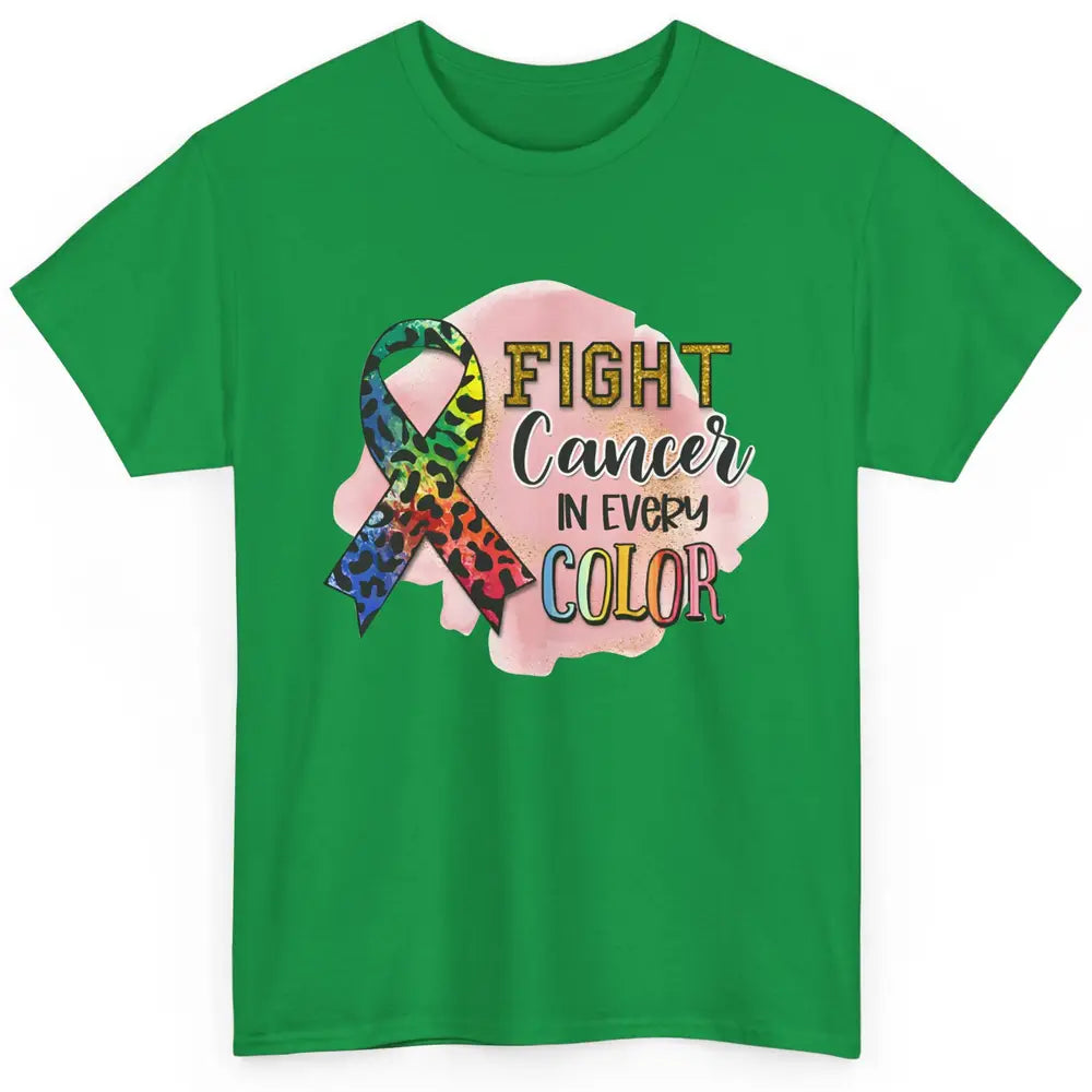 Fight Breast Cancer In Every Color Awareness Leopard Ribbon Classic Unisex T-Shirt