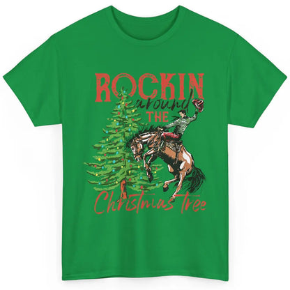 Funny Cowboy Horsing Rocking Around Christmas Tree Western Classic Unisex T-Shirt