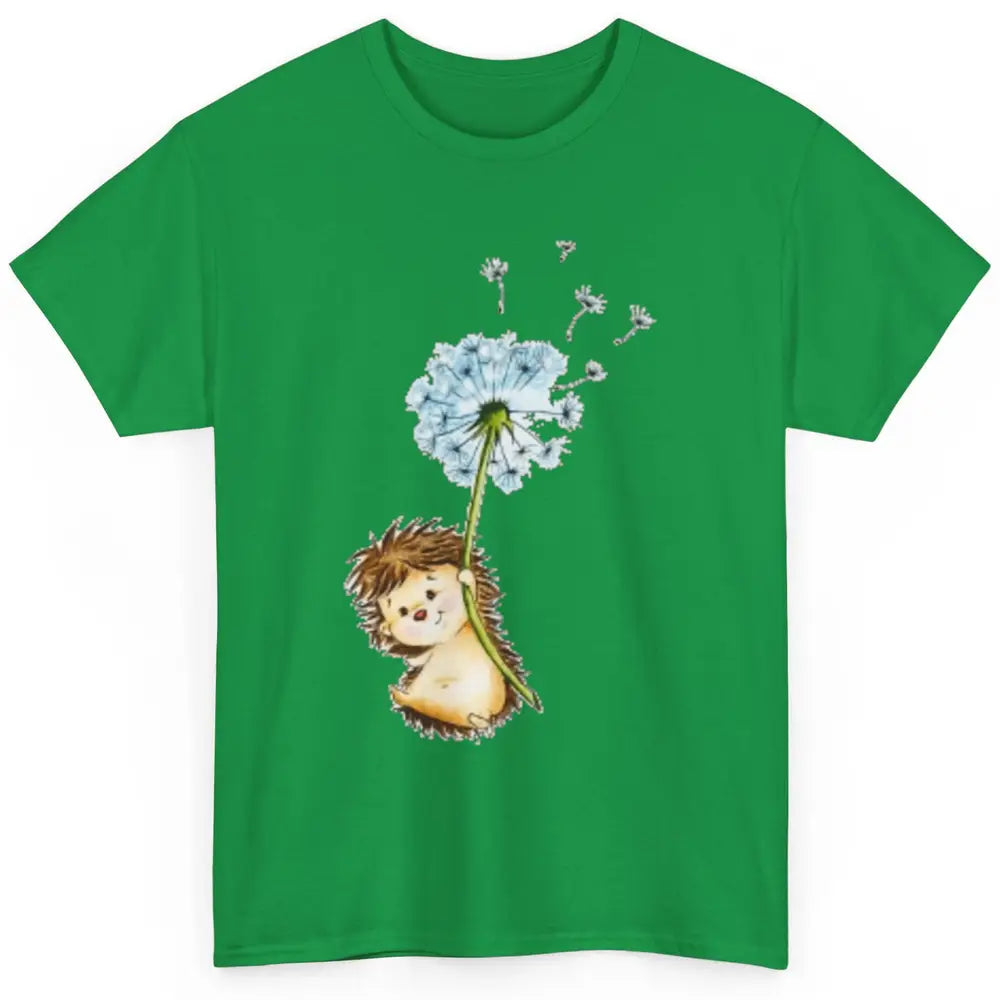 Cute Hedgehog Dandelion Watercolor Wild Animal Flower Retro Classic Unisex T-Shirt