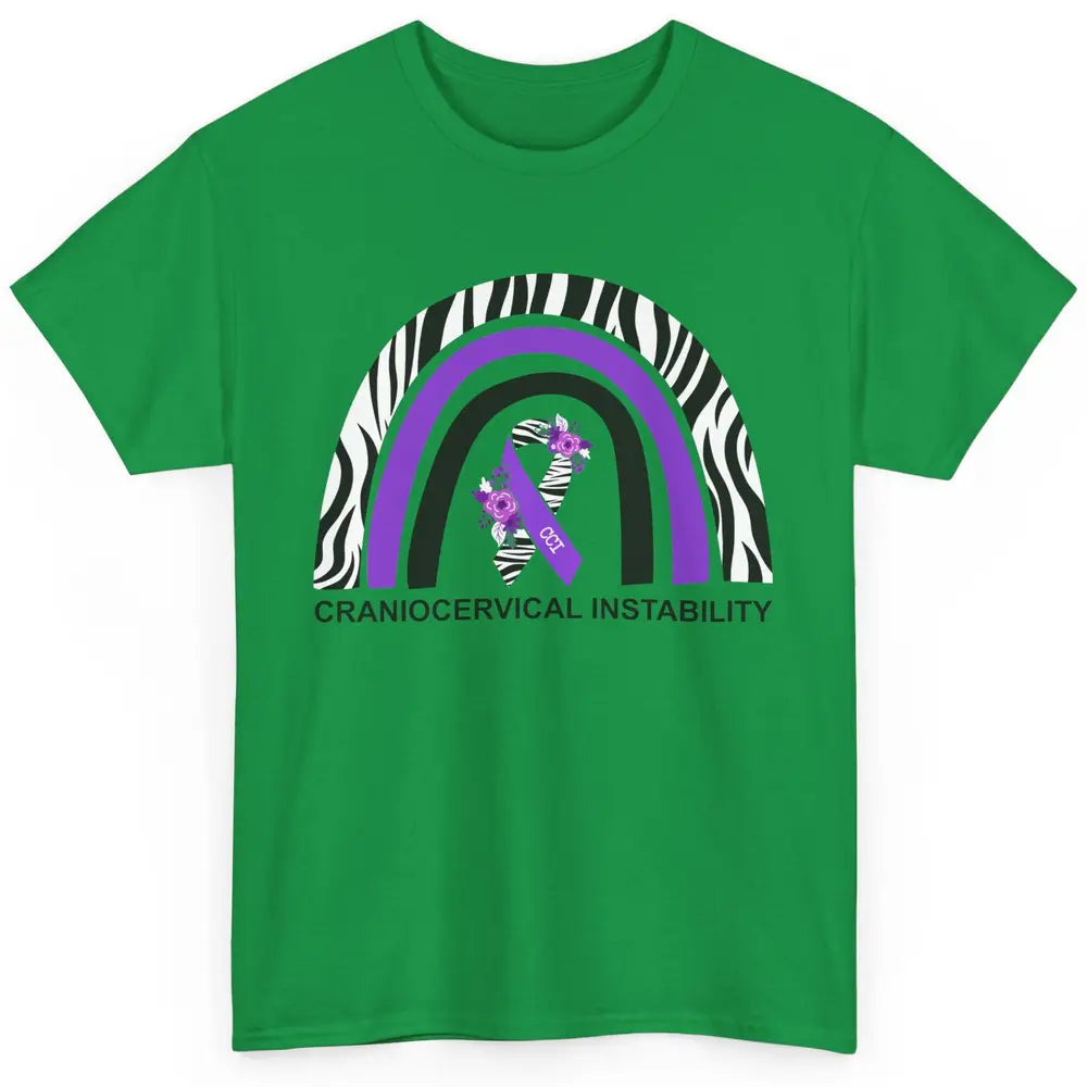 Craniocervical Instability CCI Awareness Purple Zebra Ribbon Classic Unisex T-Shirt