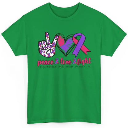 Eosinophilic Esophagitis Awareness Ribbon Peace Love Fight Classic Unisex T-Shirt