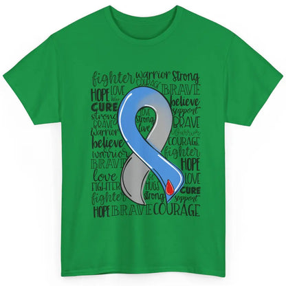 Diabetes Awareness Blue And Gray Ribbon Strong Brave Hope Classic Unisex T-Shirt