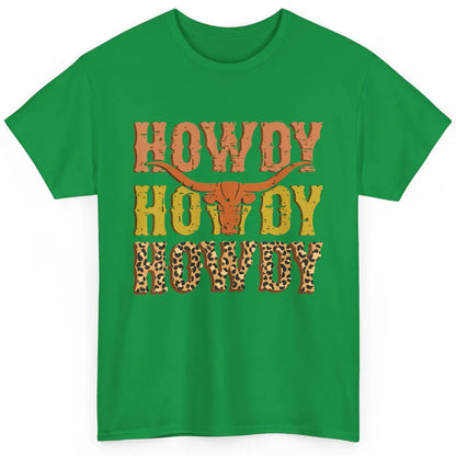 Western Country Bull Horn Rodeo Howdy Cowboy Leopard Cowhide Classic Unisex T-Shirt