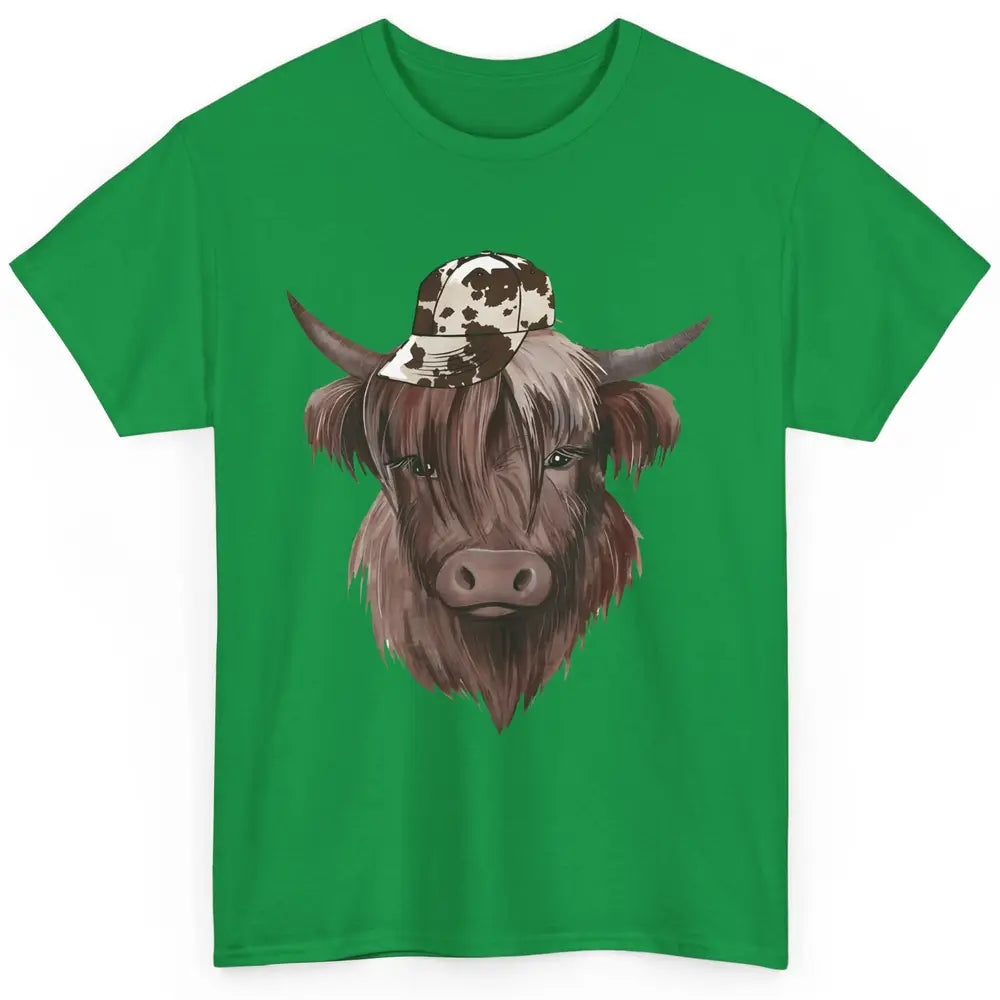 Funny Bull Cow With Hat Leopard Western Country Highland Cow Classic Unisex T-Shirt