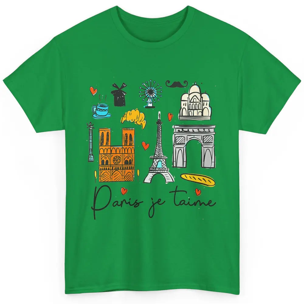 Doodle Eiffel Tower Minimalist Paris France Traveling Love Classic Unisex T-Shirt