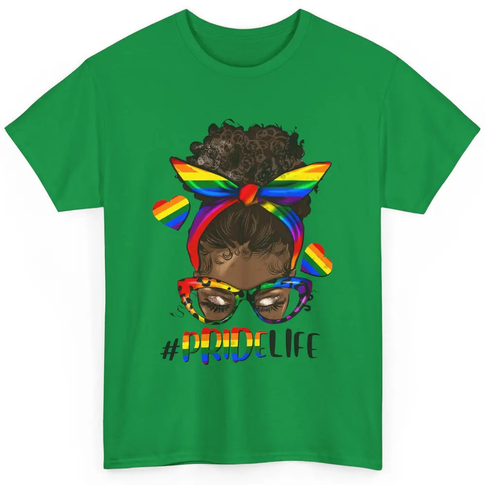 Black Melanin Messy Bun Rainbow Bandana Pride Life LGBTQ Classic Unisex T-Shirt