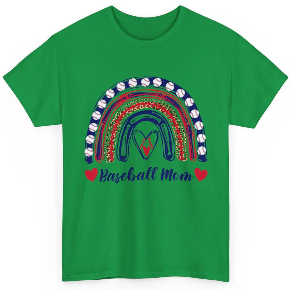 Baseball Mom Leopard Rainbow Proud Baseball Softball Players Classic Unisex T-Shirt