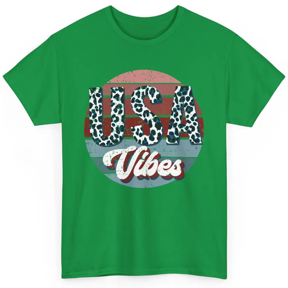 Vintage USA Vibes Leopard Patriots Independence Day Gift Classic Unisex T-Shirt