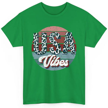 Vintage USA Vibes Leopard Patriots Independence Day Gift Classic Unisex T-Shirt