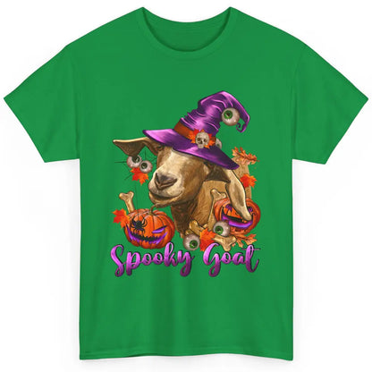 Funny Goat Witch Pumpkin Fall Leaves Halloween Goat Mom Classic Unisex T-Shirt