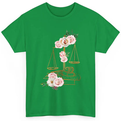 Floral Lawyer Office Scales Roses Justice Fair Law School Classic Unisex T-Shirt