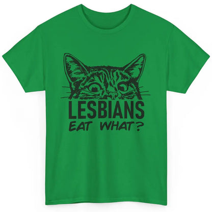 Funny Black Cat Lesbians Eat What LGBTQ Sarcastic Cat Mom Classic Unisex T-Shirt