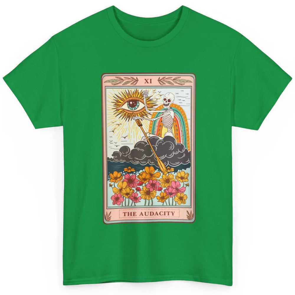 Retro Skeleton Riding Cloud The Audacity Tarot Card Rainbow Classic Unisex T-Shirt