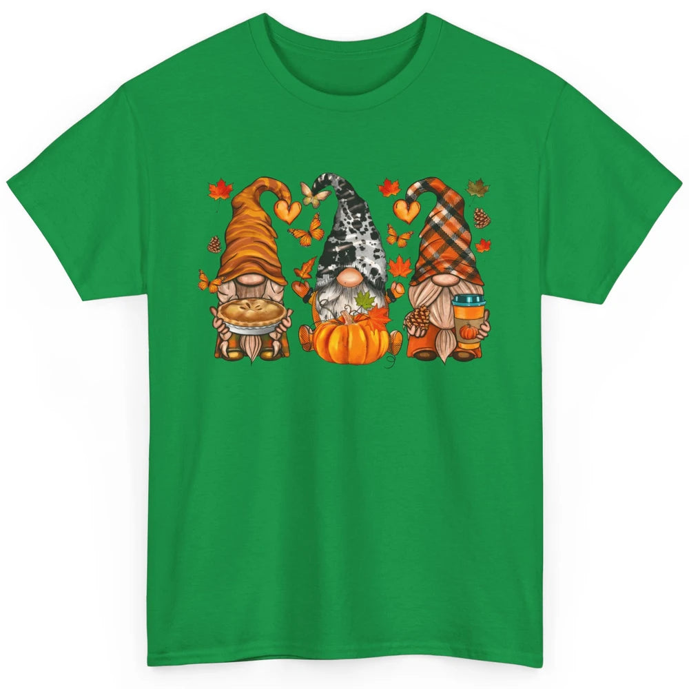 Retro Fall Gnomies Pumpkin Falling Leaves Thanksgiving Gnome Classic Unisex T-Shirt