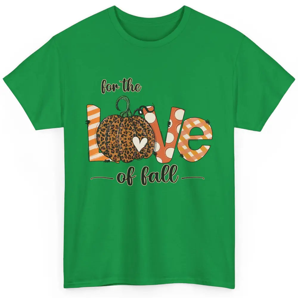 Retro Love Fall Y'All Leopard Pumpkin Heart Halloween Fall Classic Unisex T-Shirt