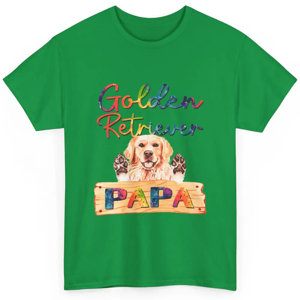 Colorful Golden Retriever Dog Papa Cute Puppy Father Dad Classic Unisex T-Shirt