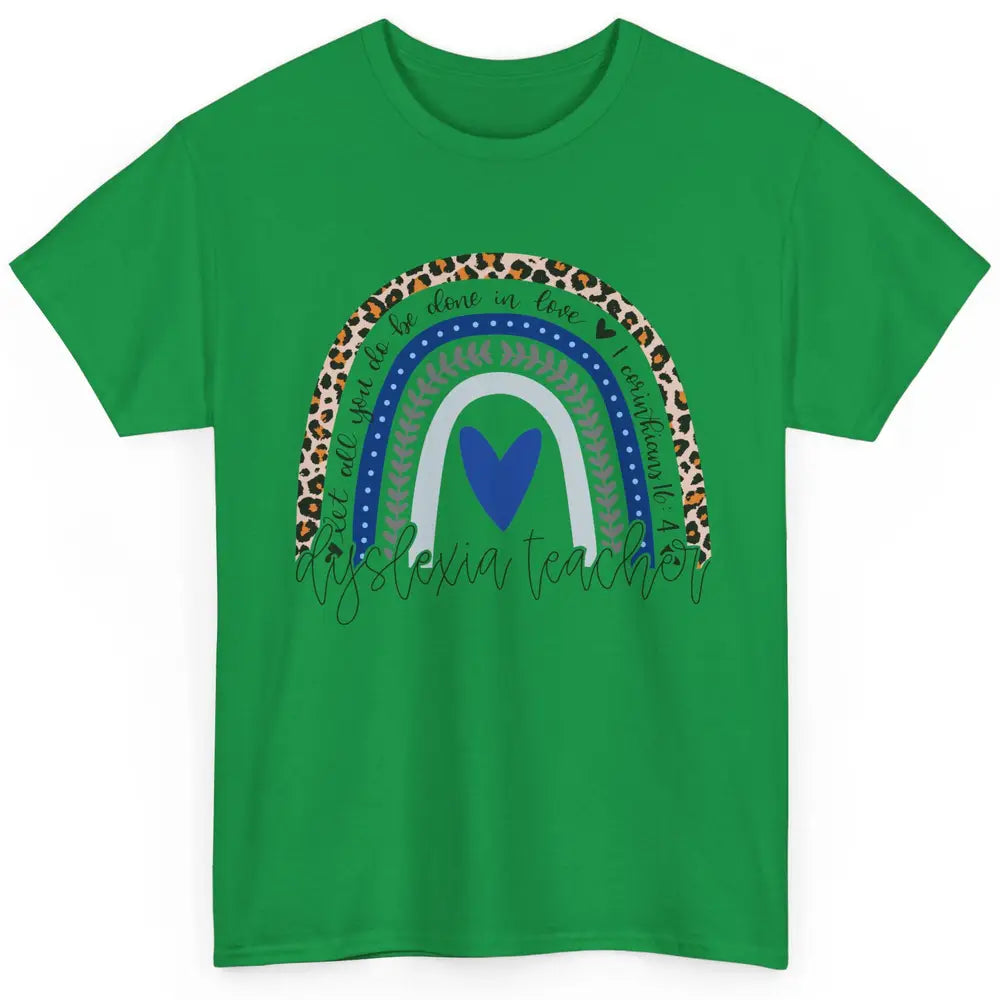 Dyslexia Teacher Leopard Rainbow Dyslexia Awareness Month Classic Unisex T-Shirt